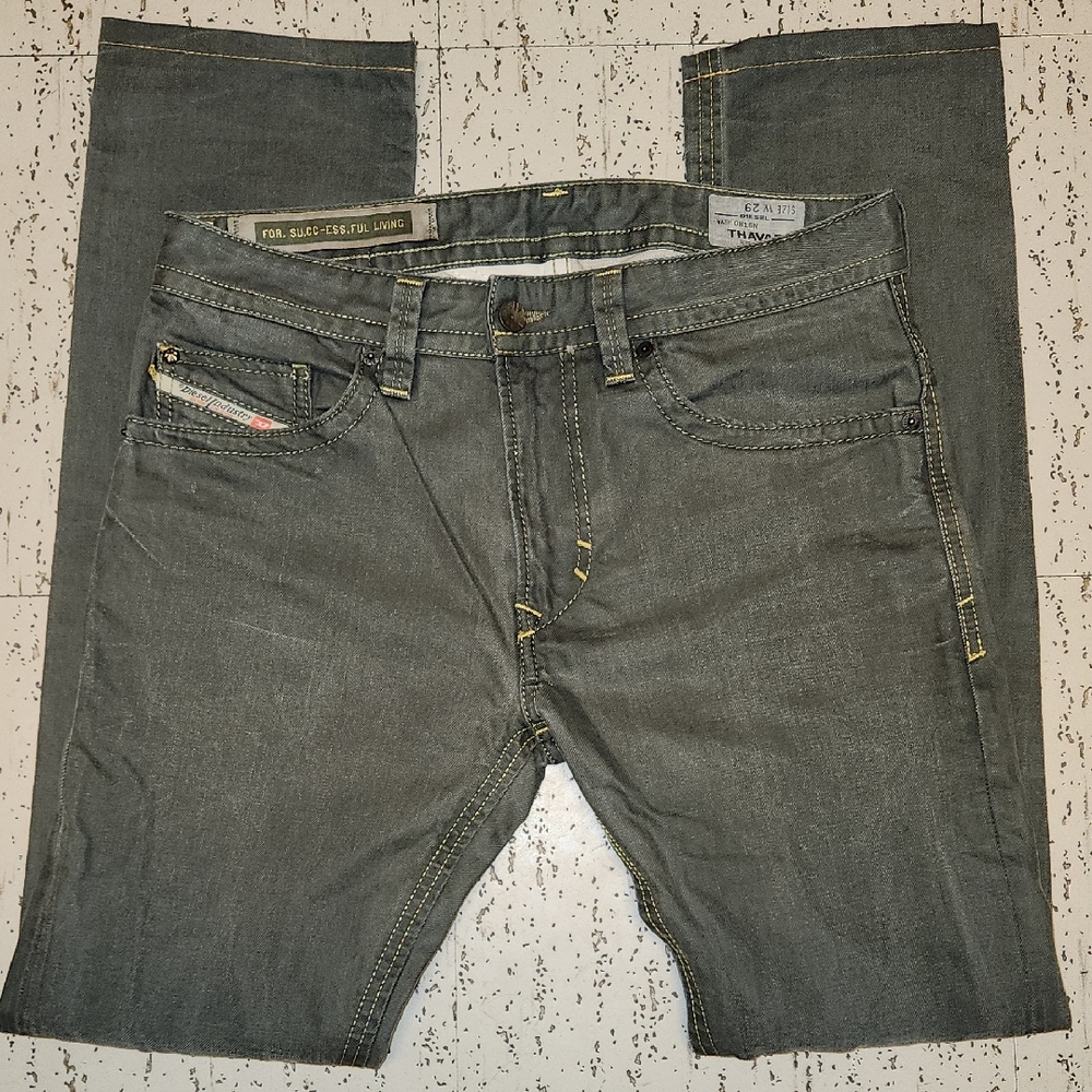 Diesel Thavar Wash 0816N Gray Straight Slim Skinny Fit Jeans